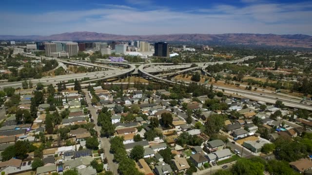 Aerial Freeway Interchange in San Jose - Silicon Valley