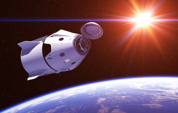 istock Commercial Spacecraft In The Rays Of Red Sun 1135362709