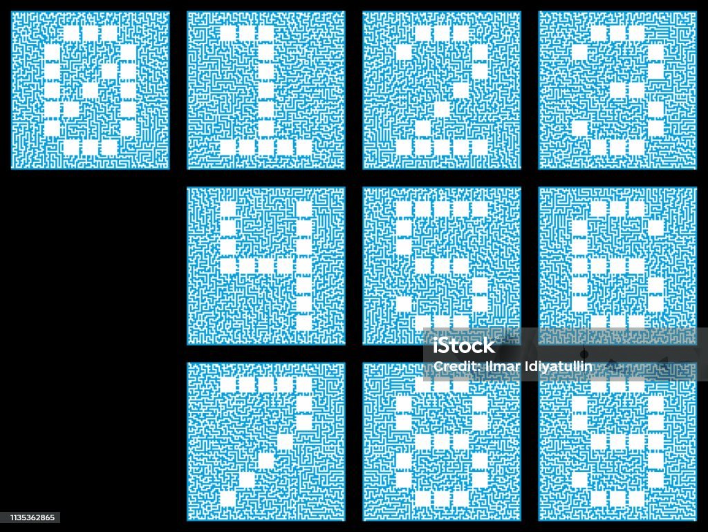 A Set Of Numeric Characters From Zero To Nine Stylized Numbers Inside A ...
