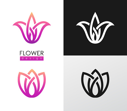 Vector illustration flowers inspiration vector logo design template on white and black backgrounds.