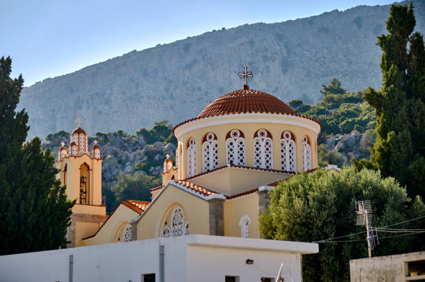 istock Orthodox Temple in Greece beige clear day 1135363260