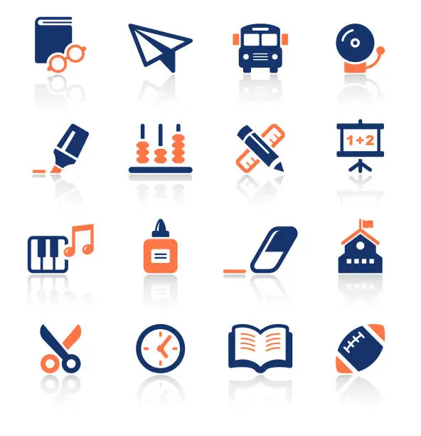 Vector illustration of Education Two Color Icons Set
