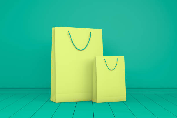 3D rendering Paper Shopping Bags, online shopping, sale, Minimal Design