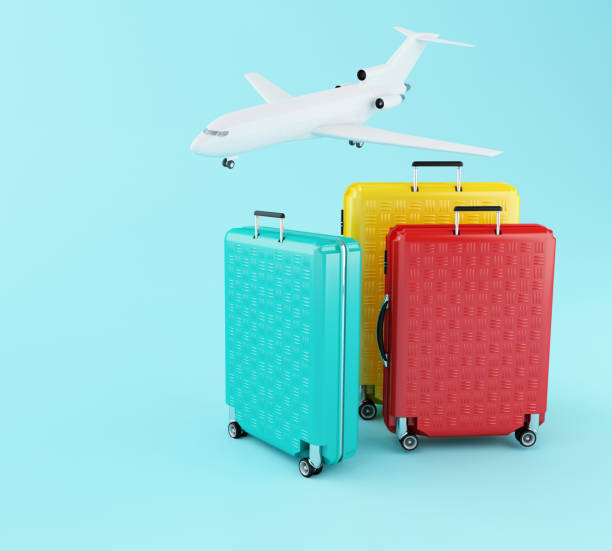 istock 3d Travel suitcase and airplane 1135367207