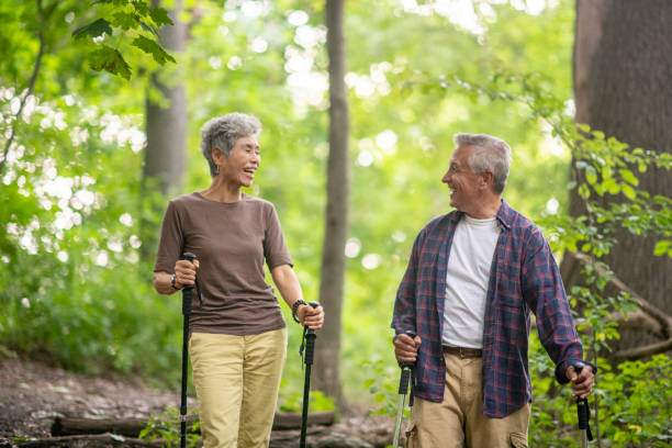 istock Senior couple hiking 1135370118