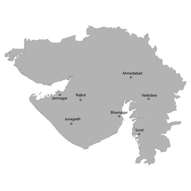 ÐÐ»Ñ ÐнÑеÑнеÑа High Quality map of Gujarat is a state of India, With main cities location rajkot india stock illustrations