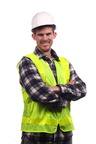 istock Construction Man on White Arms Crossed Smiling 1135374070