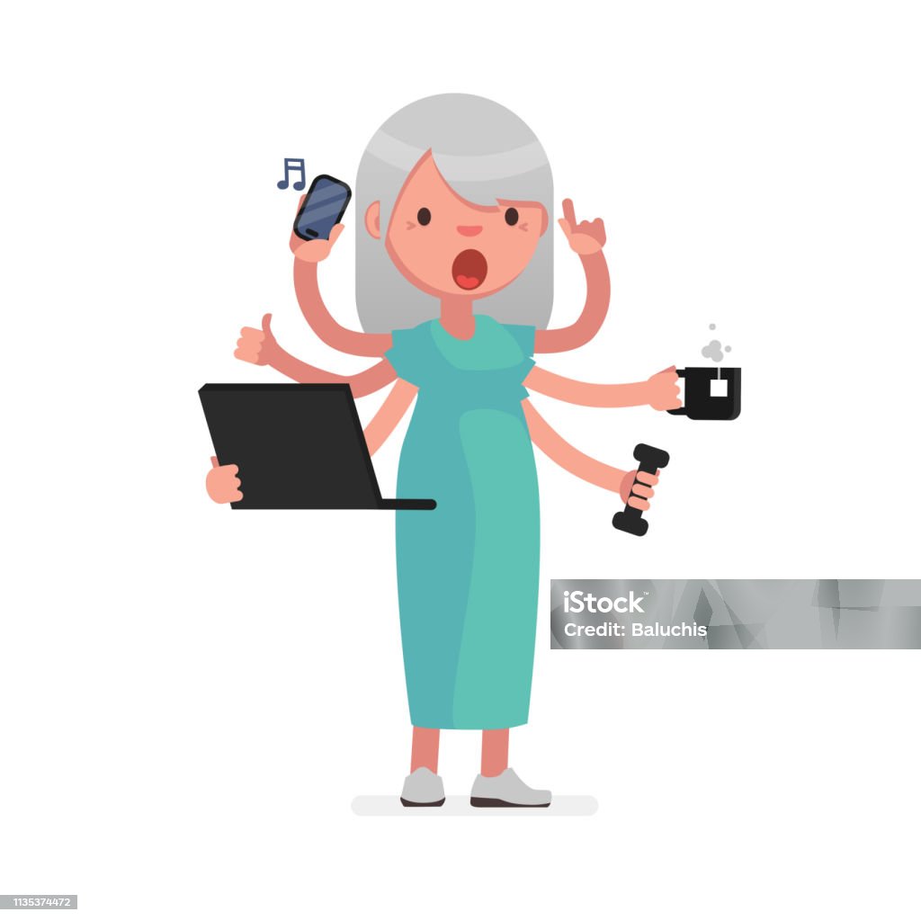 Multitask Computer Photo Multitask50 Stock Illustration - Download Image Now - Business ...