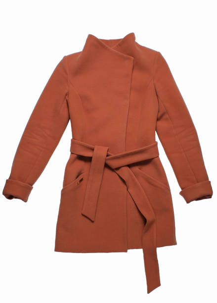 istock Women's cashmere coat brown color isolated on white background. 1135377576