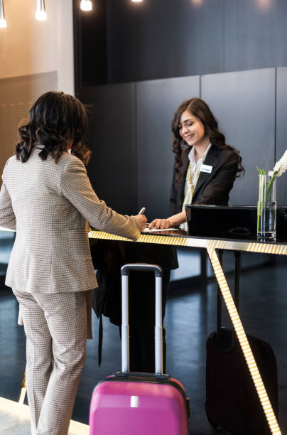 istock Hotel guest checking in hotel 1135379768