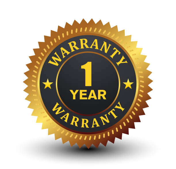 istock Powerfully trusted 1 year warranty golden badge. Vector illustration. 1135379787
