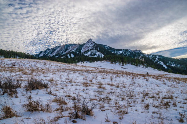 istock Beautiful Winter Sunset Hike at Flatirons in Boulder, Colorado 1135379807
