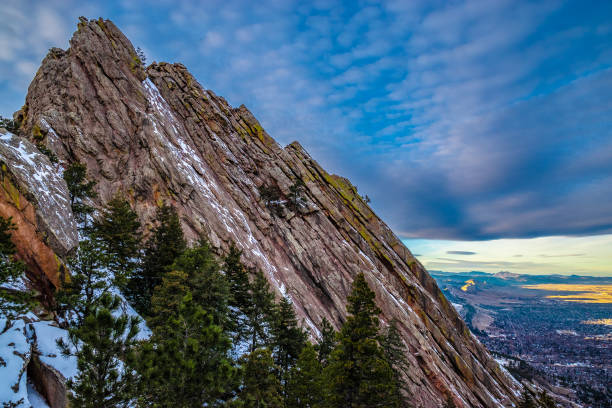 istock Beautiful Winter Sunset Hike at Flatirons in Boulder, Colorado 1135380578