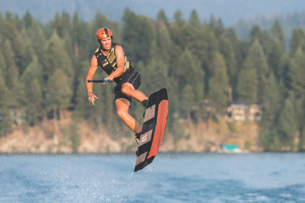 istock Male wakeboarder on lake 1135385133