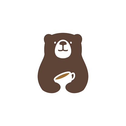 bear coffee vector icon illustration