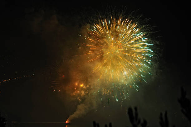 istock Fireworks on the sea 1135385722