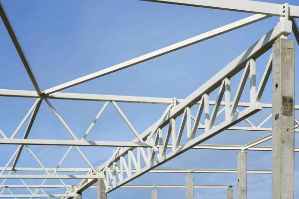 istock skeleton of metal building under construction, industrial object 1135385745