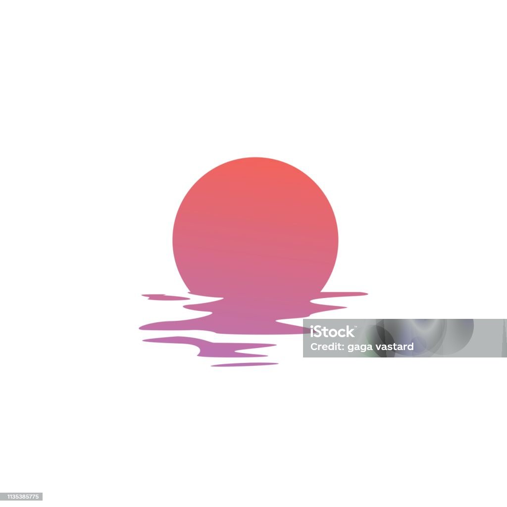atardecer Vector icono mar Golfo Costa ilustración - arte vectorial de Puesta de sol libre de derechos