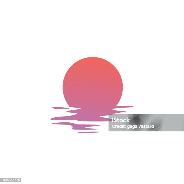 Zonsondergang Vector Icoon Zee Gulf Coast Illustratie Stockvectorkunst en meer beelden van Zonsondergang