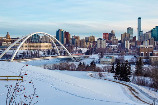 A scenic view of the downtown Edmonton skyline