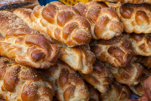 Sweet bread at a street stall in Lithuania Sweet bread at a street stall in Lithuania jewish sabbath photos stock pictures, royalty-free photos & images