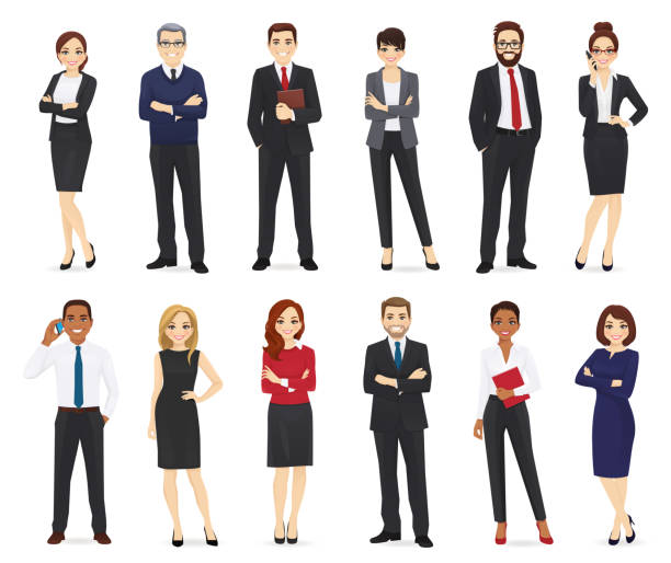 Business people set Business people, office workers set isolated vector illustration beard illustrations stock illustrations