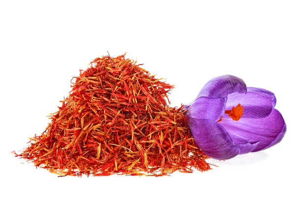 istock Flower crocus and dried saffron spice isolated on white background 1135389280