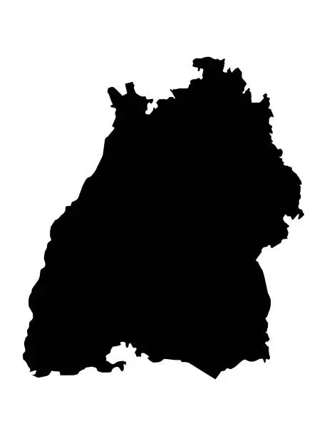 Vector illustration of Black Map of the German State of Baden-Württemberg