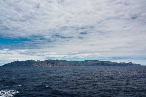A view of the island of St Helena from the sea.
