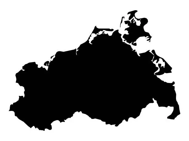 Vector illustration of Black Map of the German State of Mecklenburg-Vorpommern