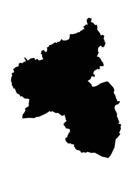 Vector illustration of Black Map of the German State of Rhineland-Palatinate