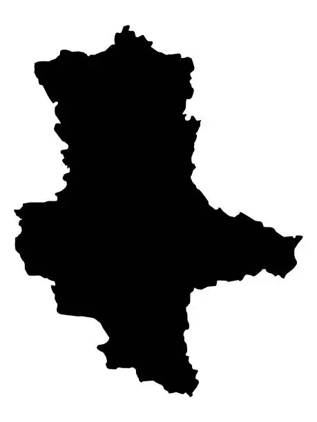 Vector illustration of Black Map of the German State of Saxony-Anhalt