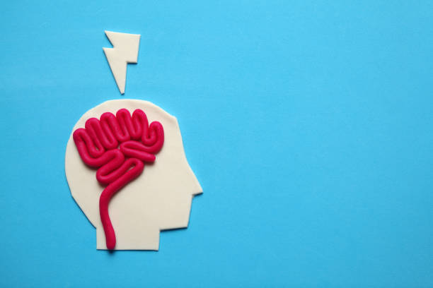 istock Plasticine head and brain inside. Mental activity, psychology concept 1135396080