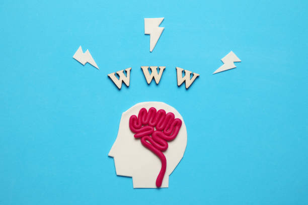 istock Figure of man and Internet (WWW). Quick access to knowledge and information 1135396164