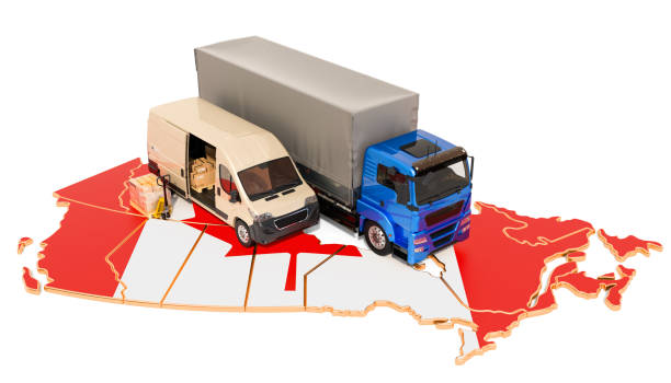 Shipping and Delivery in Canada, 3D rendering isolated on white background