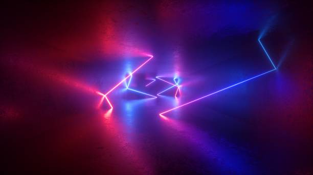 istock 3d render, abstract neon background, fluorescent ultraviolet light, empty room, modern minimal mockup, pink blue glowing lines 1135398307