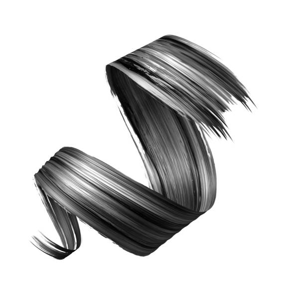 istock 3d render, abstract black brush stroke, creative ink smear, paint texture, spiral ribbon, design element isolated on white background 1135398413