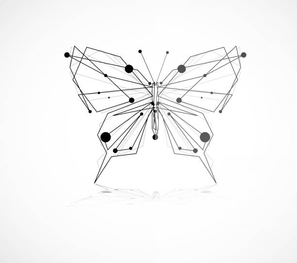 Abstract beautiful butterfly Abstract butterfly consist with dots and lines drawing of spring free stock illustrations