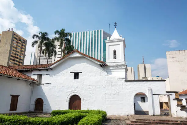 Colonial La Merced church in the center of Cali, Colombia