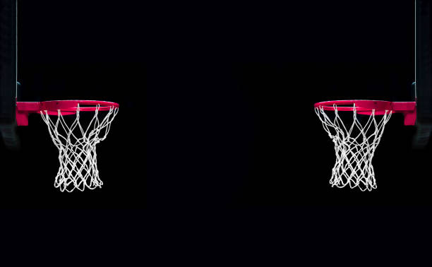 istock Pink basket on black background 1135403804