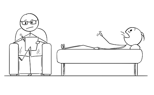 Ilustración de Caricatura De Paciente Y Médico Durante El Examen Psiquiátrico O Psicológico y más Vectores Libres de Derechos de Humor - iStock Ilustración de Caricatura De Paciente Y Médico Durante El Examen Psiquiátrico O Psicológico y más Vectores Libres de Derechos de Humor - iStock