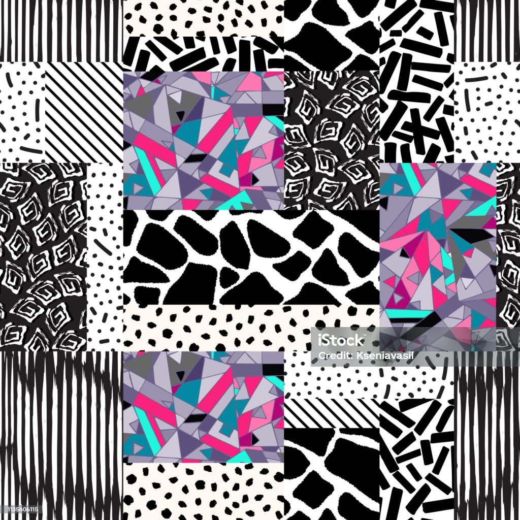 Patchwork Texture Vector Patchwork Seamless Texture Stock Illustration - Download Image Now ...