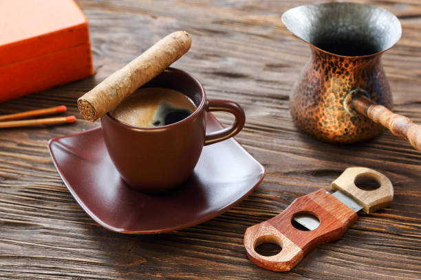 istock Cigar and a cup of black coffee 1135407076