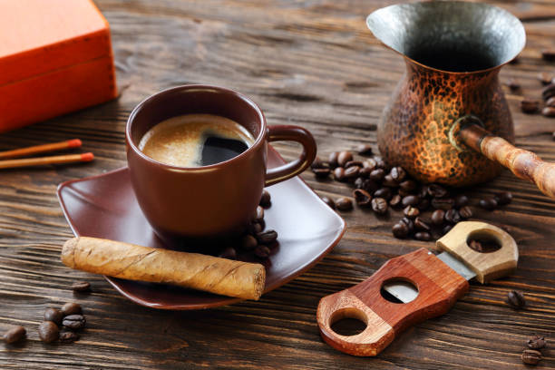 istock Cigar and a cup of black coffee 1135407077