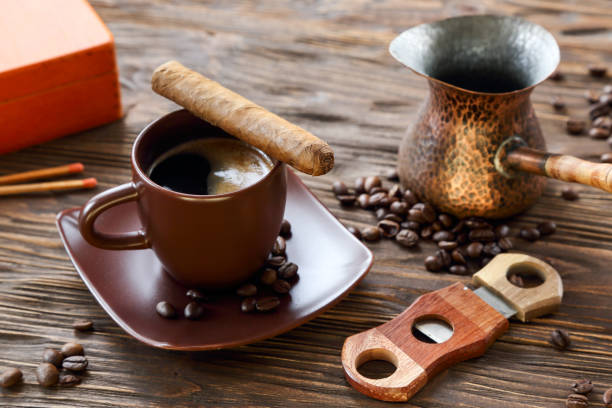 istock Cigar and a cup of black coffee 1135407078