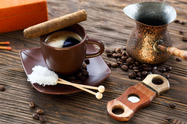 istock Cigar and a cup of black coffee 1135407085