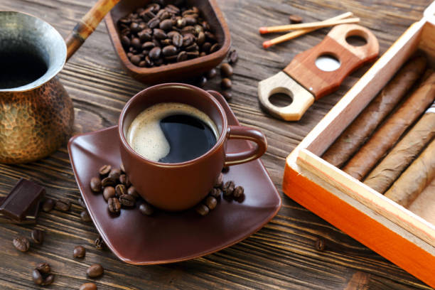 istock Cigars and a cup of black coffee 1135407086