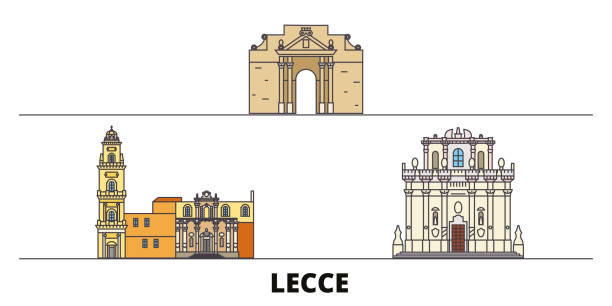 Italy, Lecce flat landmarks vector illustration. Italy, Lecce line city with famous travel sights, skyline, design. Italy, Lecce flat landmarks vector illustration. Italy, Lecce line city with famous travel sights, design skyline. lecce stock illustrations