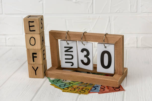 istock Australian dollars and wooden calendar with cubes EOFY 1135409069