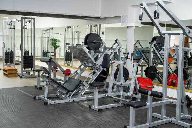 istock Sport equipment in gym for exercises . 1135409597